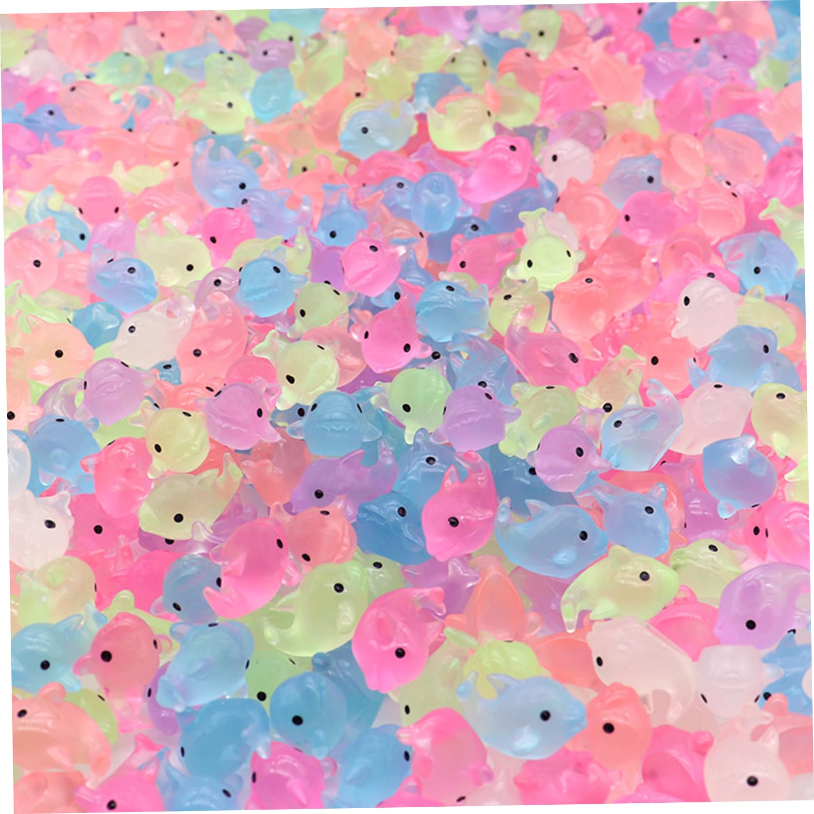 Wedhapy Mini Resin Figures Mini Resin Animals 100PCS Luminous Dolphin Glow in the Dark Tiny Dolphin Figures for DIY Cake Potting Micro Landscape Decorations