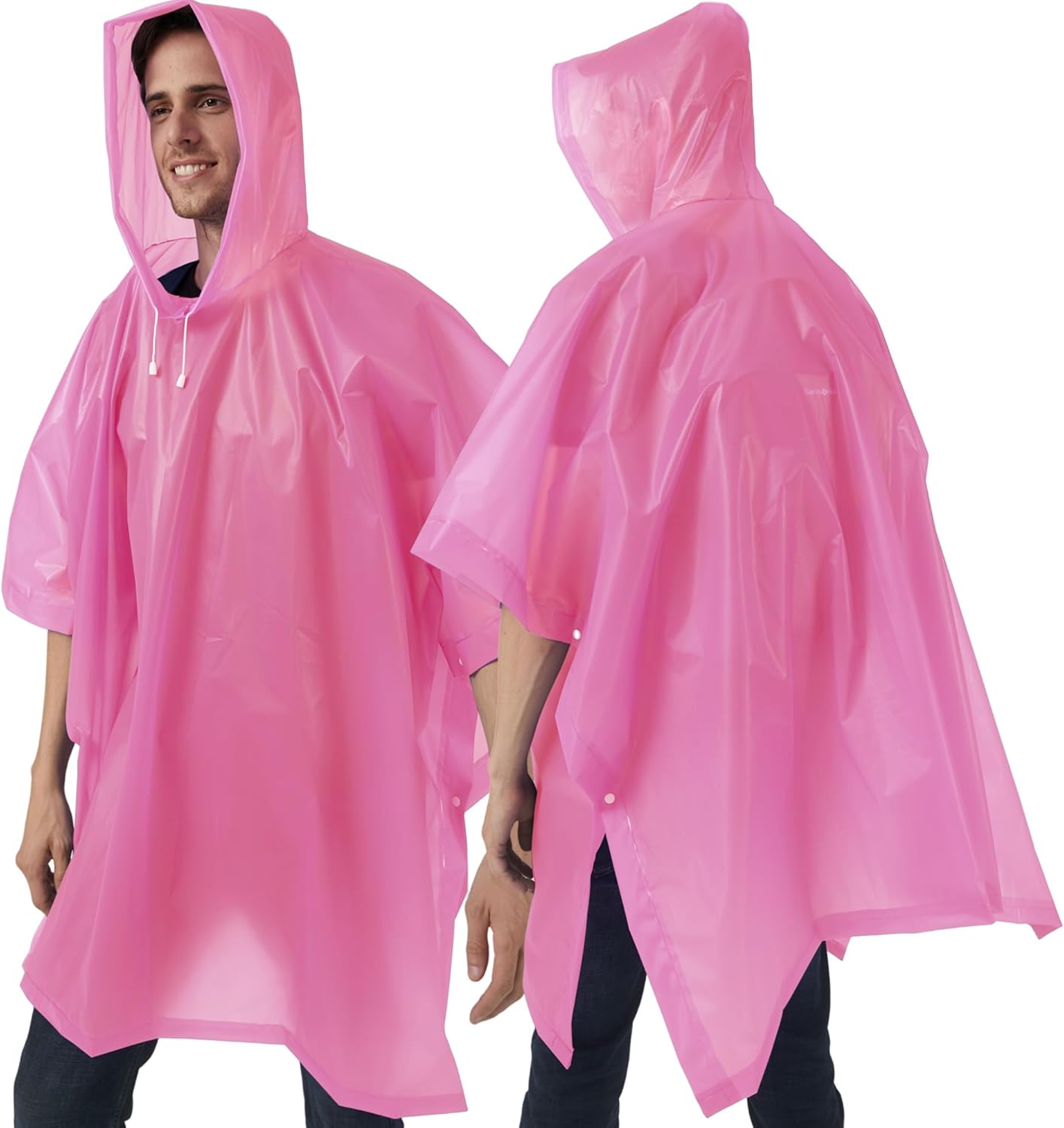 Rain Ponchos for Adults, 2 Pack Raincoats Jacket Reusbale with Drawstring Hood Sleeves for Women Men - Image 7