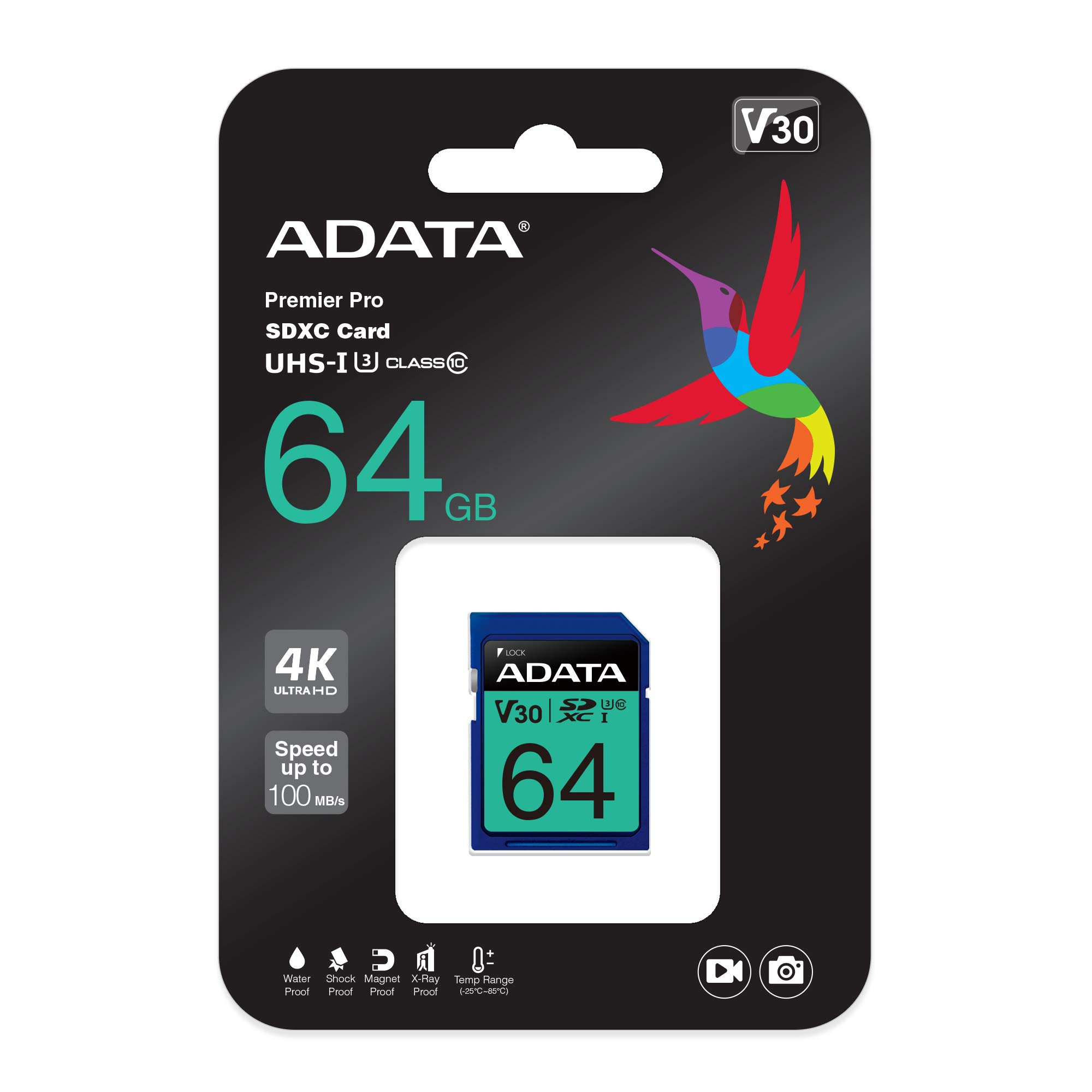Amazon.com: ADATA Premier Pro 64GB V30S SDXC UHS-I U3 V30 Class 10