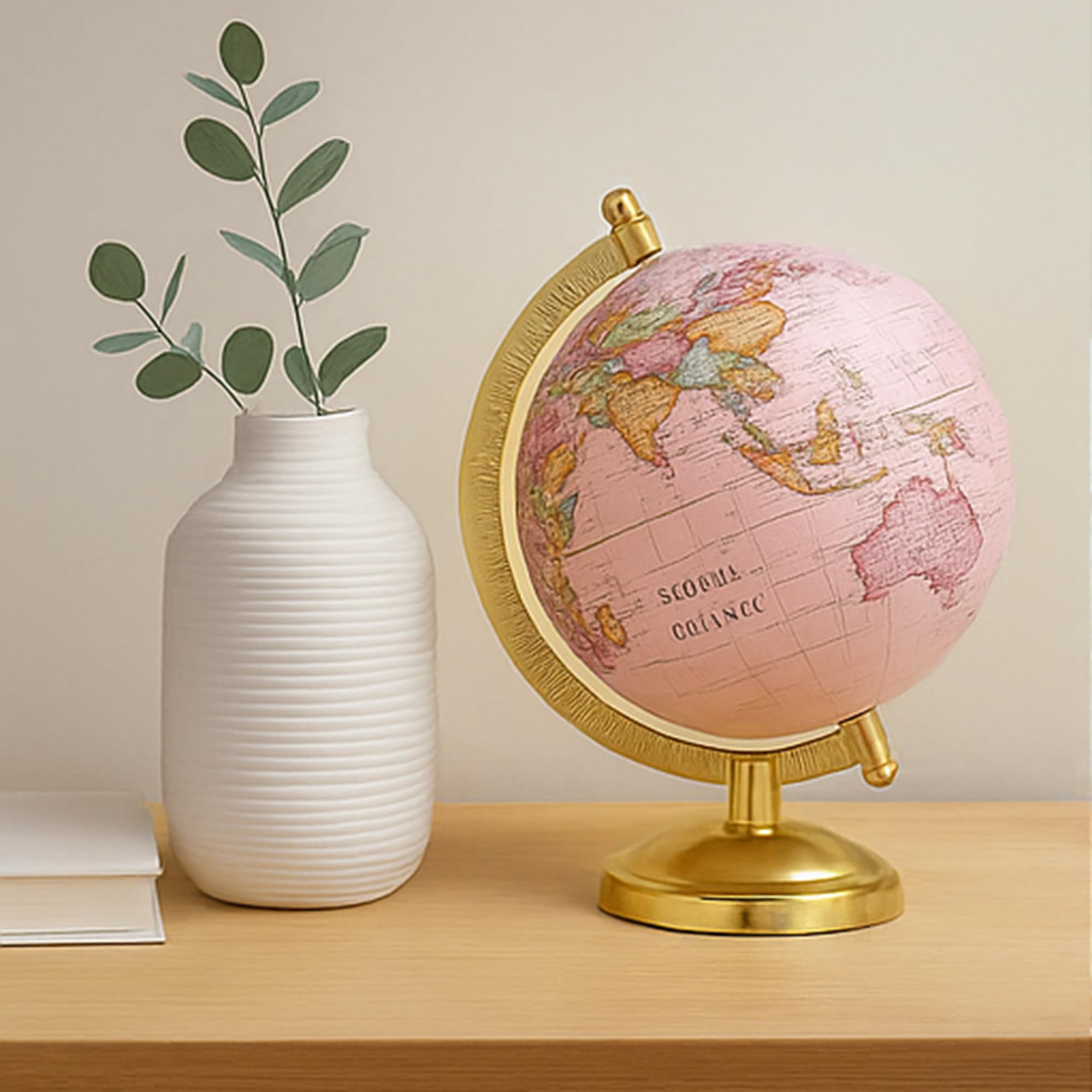 GLOBE DADDY 6 Inch Rotating World Globe with Metal Arc and Stand for Office Table, Geography Learning, Home & Library Decor