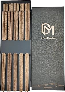 M.G Reusable Wooden Chopsticks,10 Pairs Wenge Wood Chop Sticks,for Chinese Japanese Korean Cuisine, Dishwasher safe(9.8 inches)
