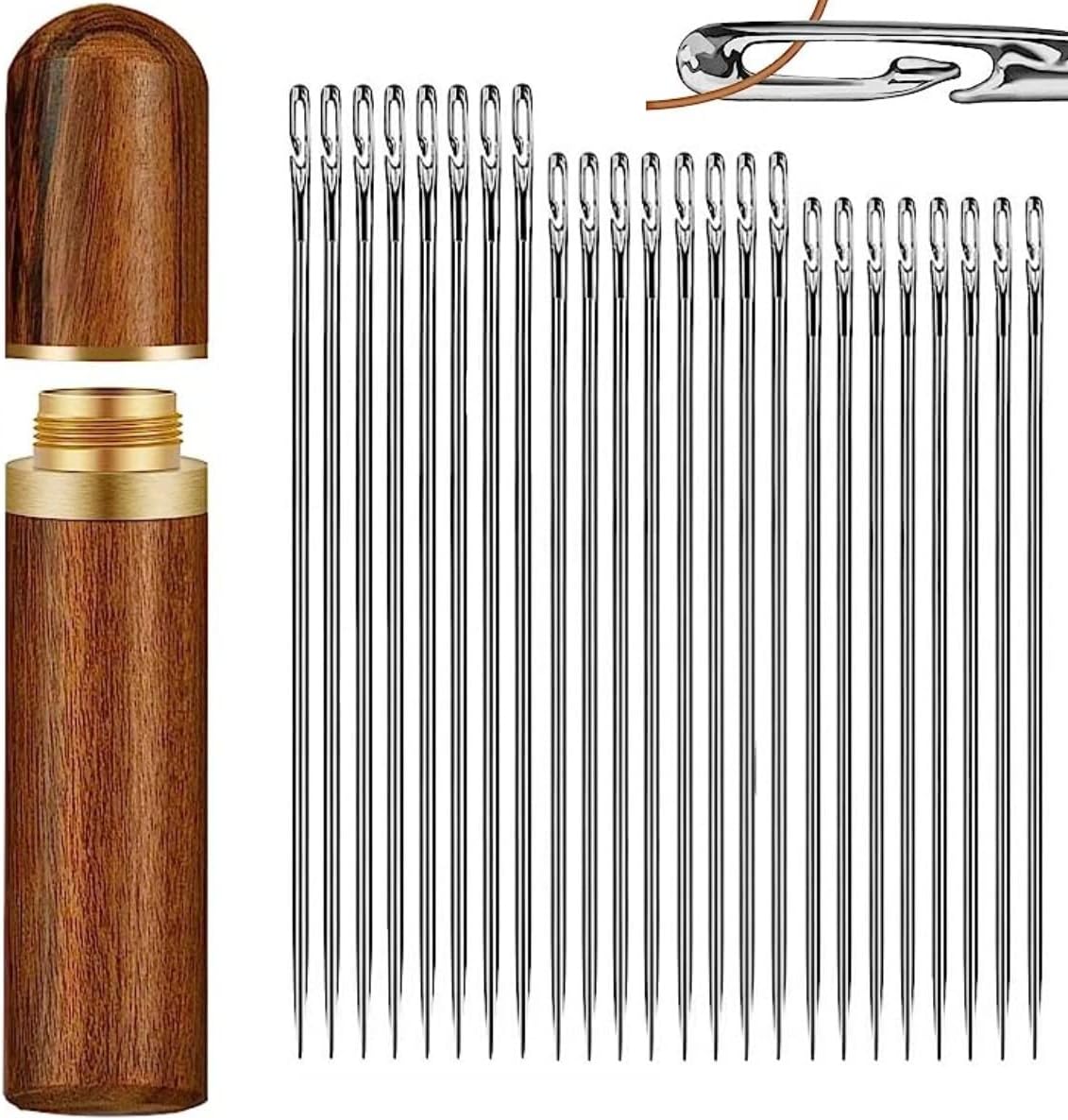 Doubyan 36 Pieces Hand Sewing Big Eye Needles Sharp Needle