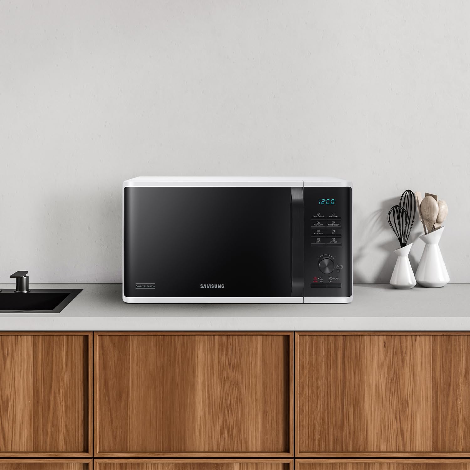 Samsung, Libera istallazione, Forno a Microonde Grill Advanced, MG2AK3515AW/ET, Cottura Croccante, Microonde + Grill 800 W + 1100 W, 23 L, 49l x 27,5h x 39p cm, Bianco