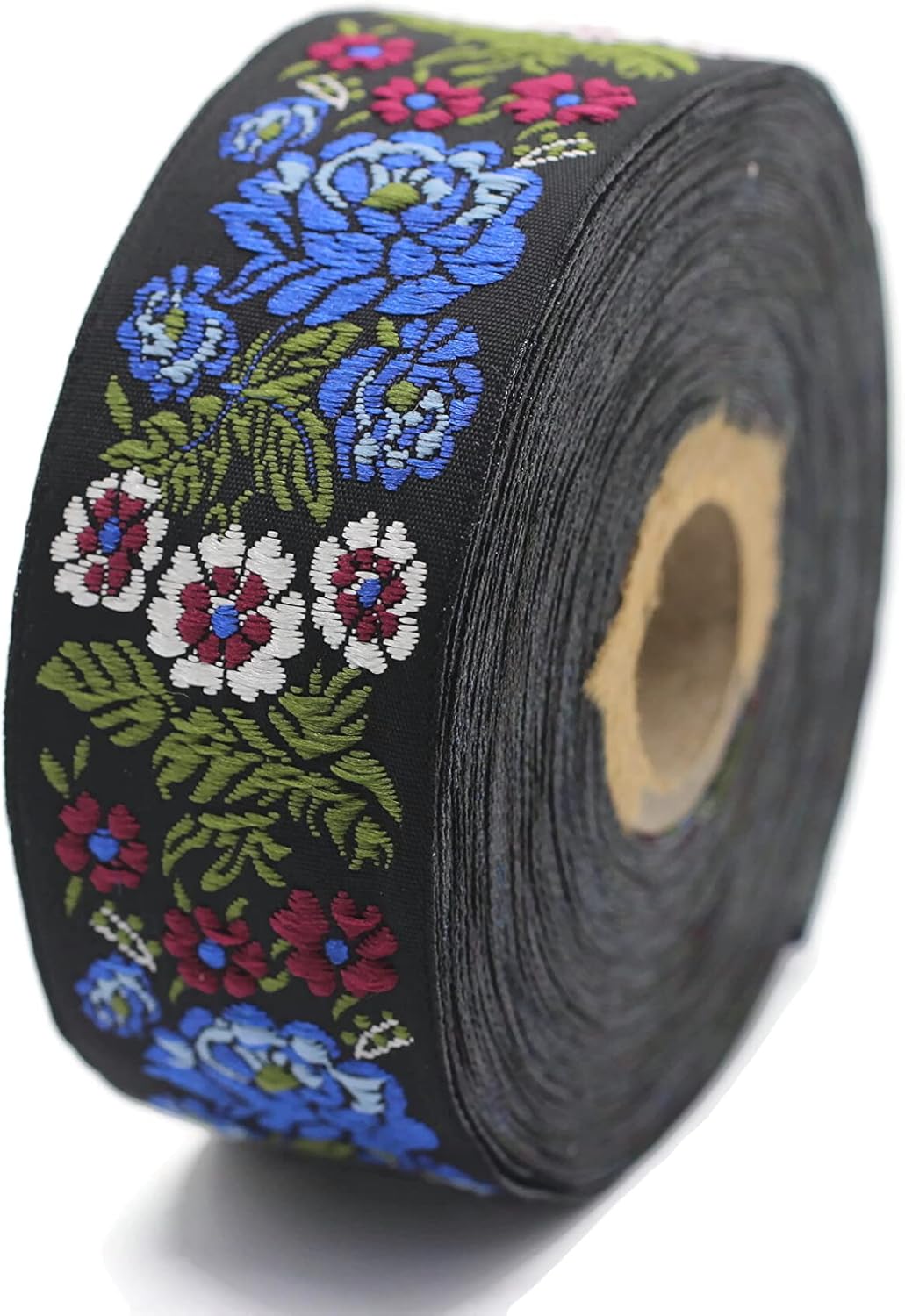 11 Yards Spool 1.37" Floral Blue and Green Woven Trim Jacquard Ribbon Vintage Costume Trims Home Decor 35097-V10