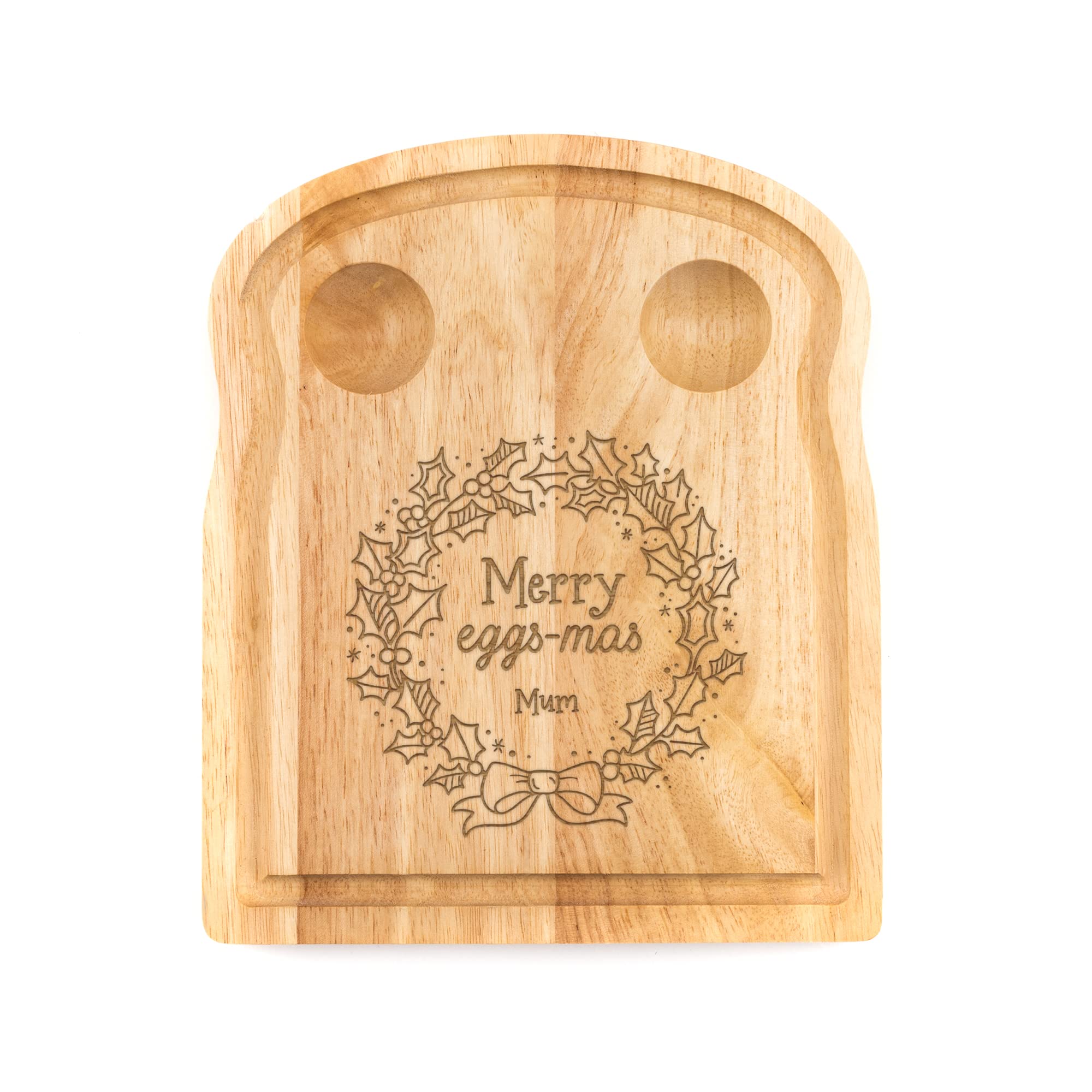 Engraved Egg Board 'Merry Eggs-mas' - Unique Christmas Egg Holder Cup - Unique Christmas Gifts for Mum