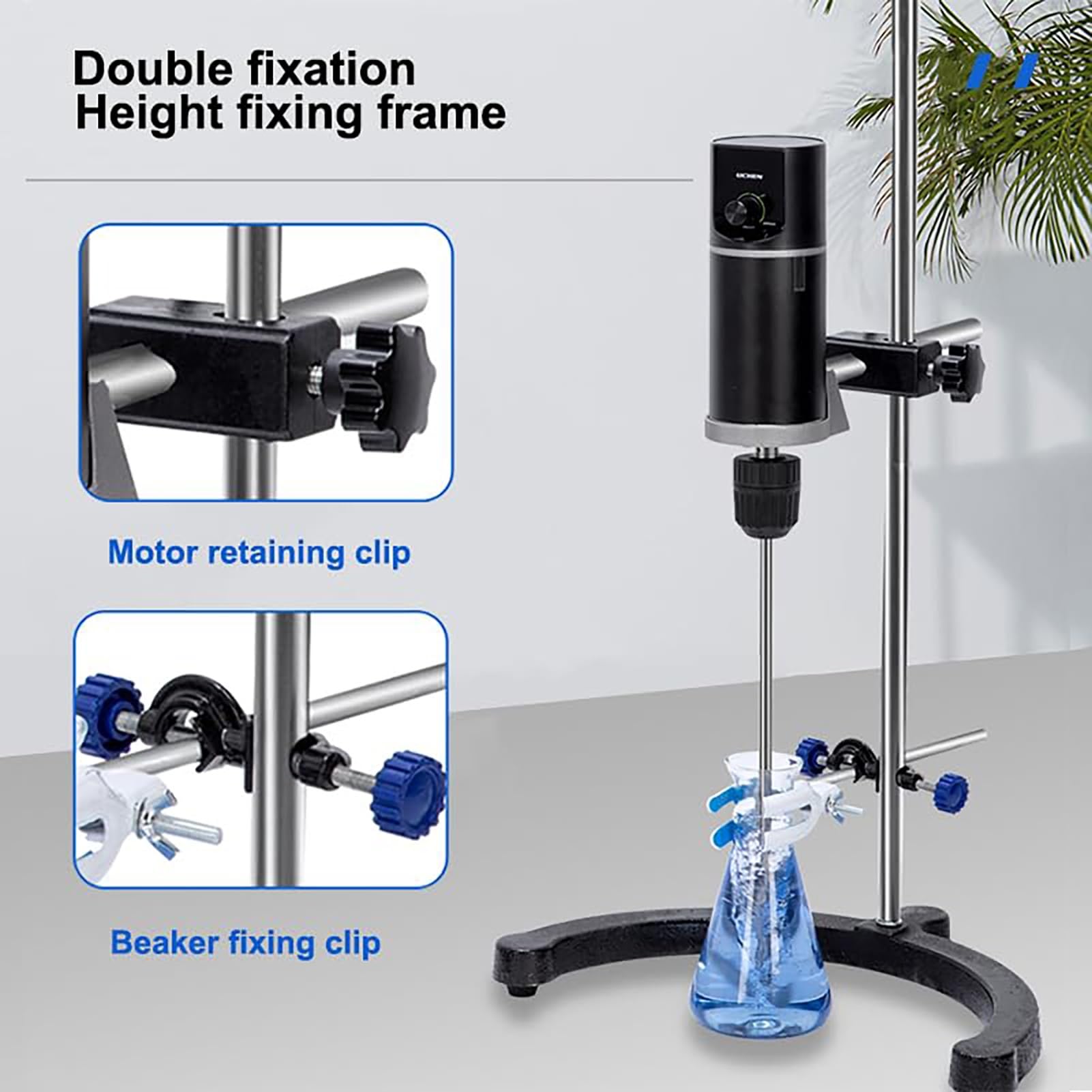 Mezclador agitador digital con temporizador y ajuste de velocidad para uso en laboratorio, capacidad de 40 L, 100-2000 rpm
