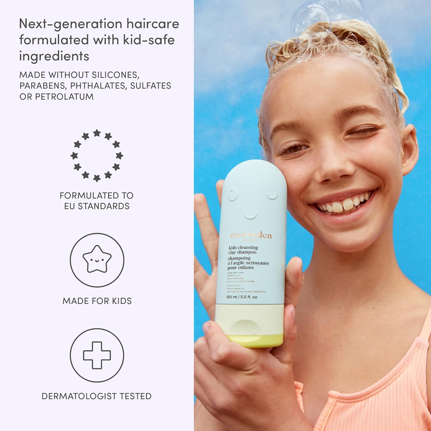 Evereden After Swim & Sports Kids Shampoo: With Cleansing Clay and Kids Conditioner Detangler set | Made With Clean and Non-toxic Ingredients | Any Hair Type