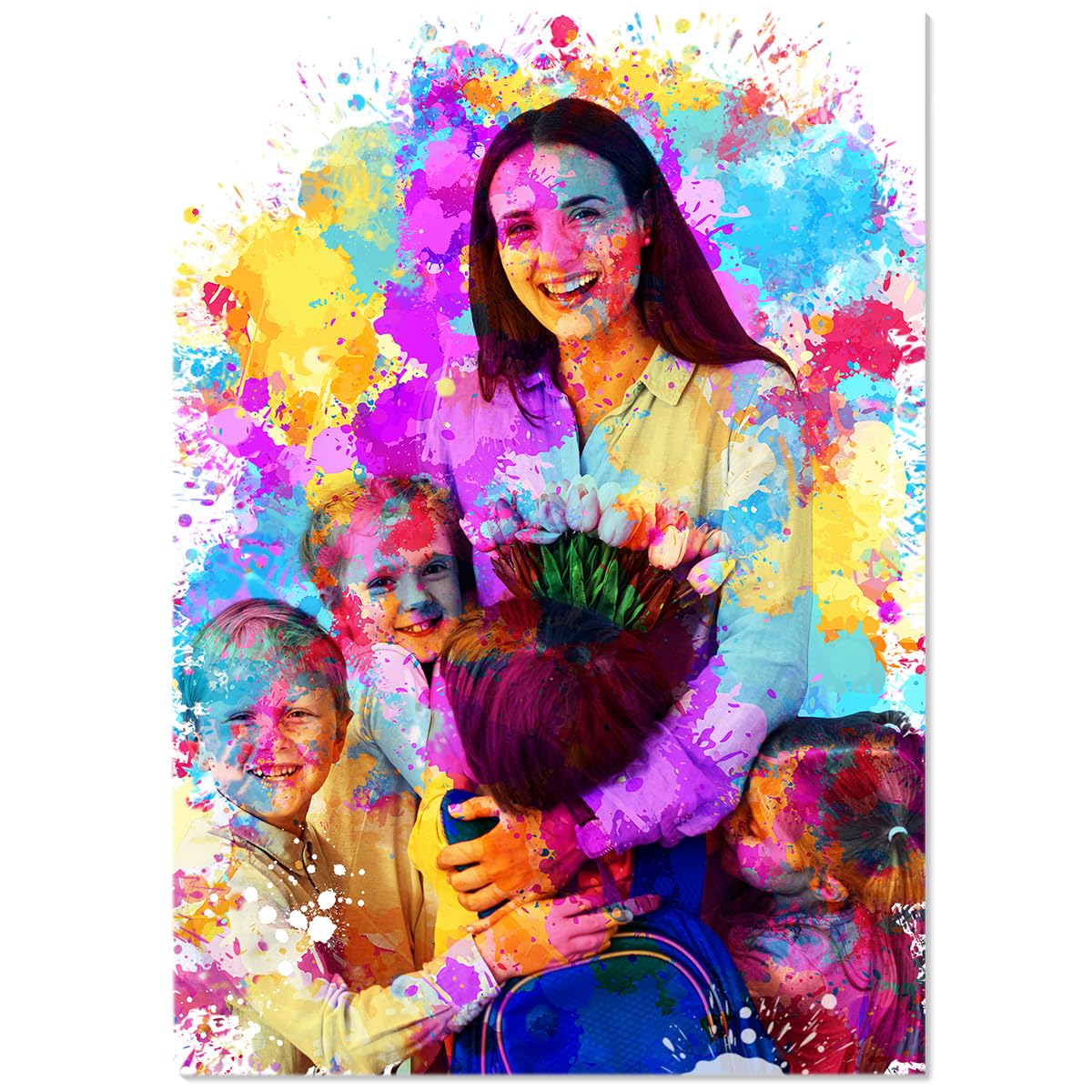 Poster personnalisé en Métal - Transformez votre photo en Effet Splash coloré, photo et texte, cadeau maitresse d'école fin d'année, Institutrice, cadre A4, A3, A2, texte personnalisable