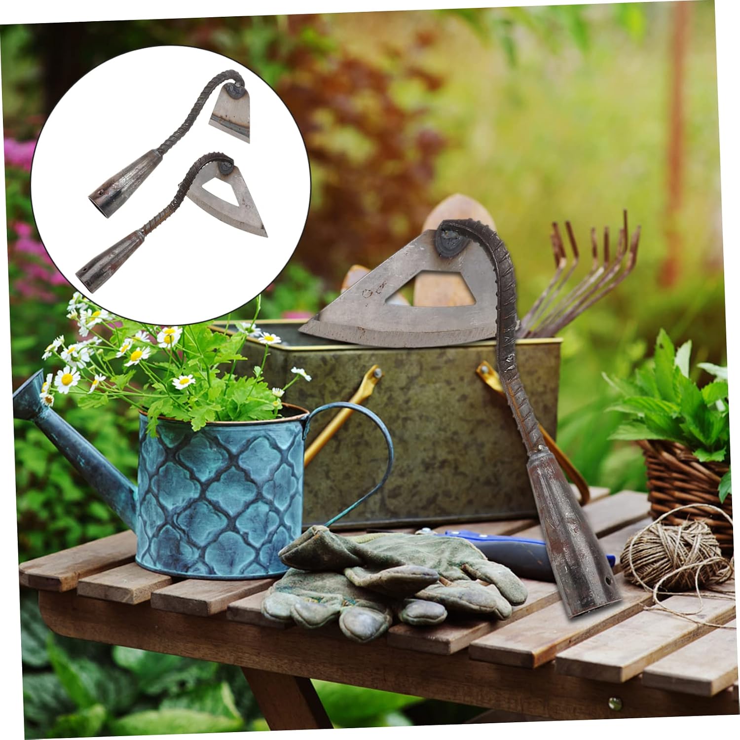 Garneck 2pcs Outdoor Farming Hoes Gardening Tools for Weeding and Digging Lightweight Hollow Design for Home and Garden Use