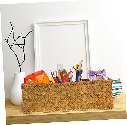 Miniatura 3 de Cabilock Organizador de almacenamiento de mimbre resistente de 3 secciones para el hogar, tienda y viajes