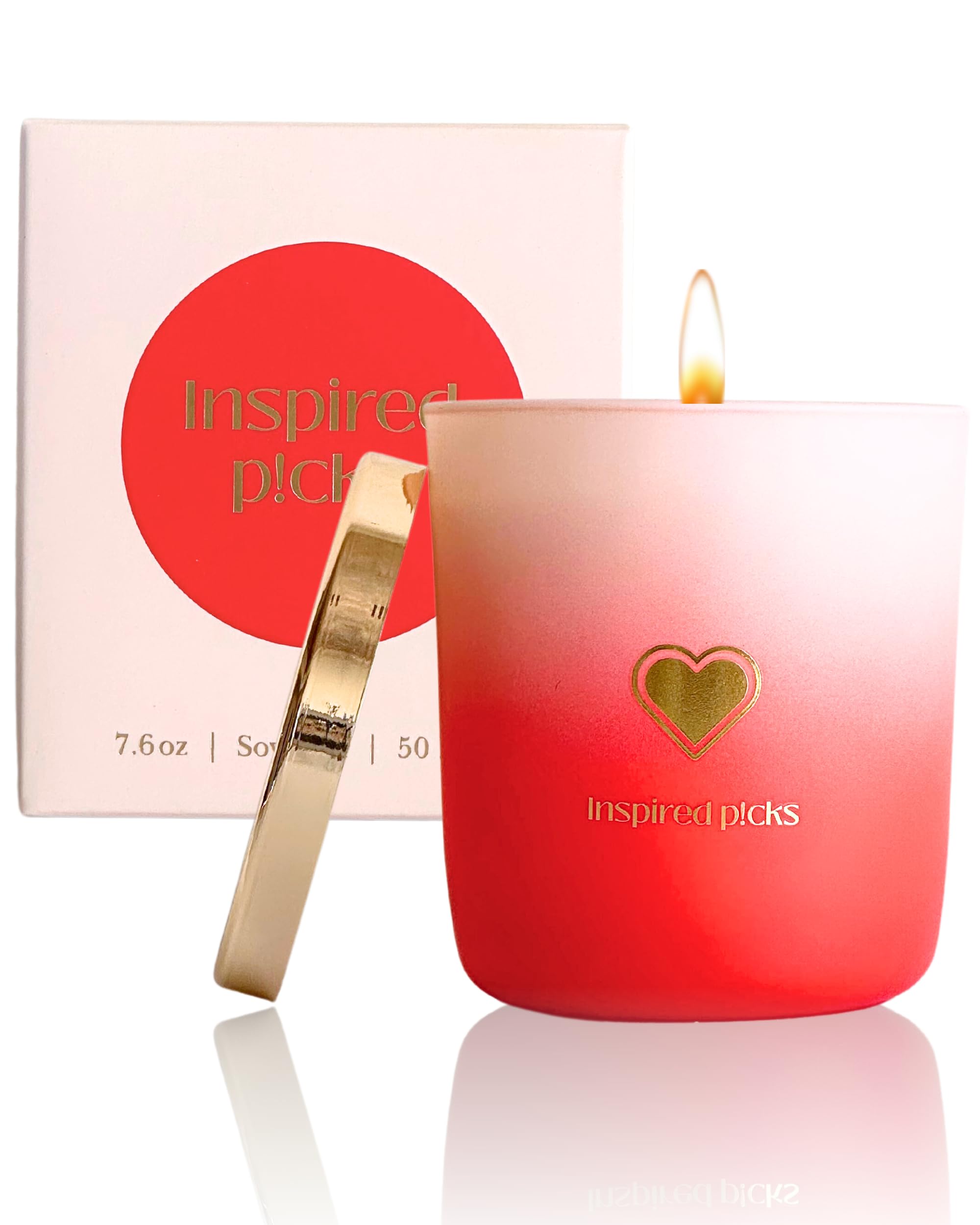 Red Candle | Fig & Sandalwood w/Gold Heart Symbol | Luxury Candle for Date Night, Sex, Girlfriend, & Stress Relief