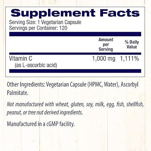 Miniatura 4 de Healthy Origins Vitamina C (sin OMG), 1,000 mg - Vitamina C vegana - Ácido ascórbico para apoyo inmunológico - Apoya la función celular - Suplemento