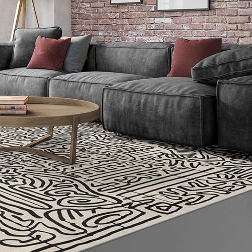 Miniatura 52 de RUGGABLE x Keith Haring - Alfombra lavable, estilo libre, color perla de 5 x 7, resistente a las manchas, antideslizante, con almohadilla estándar