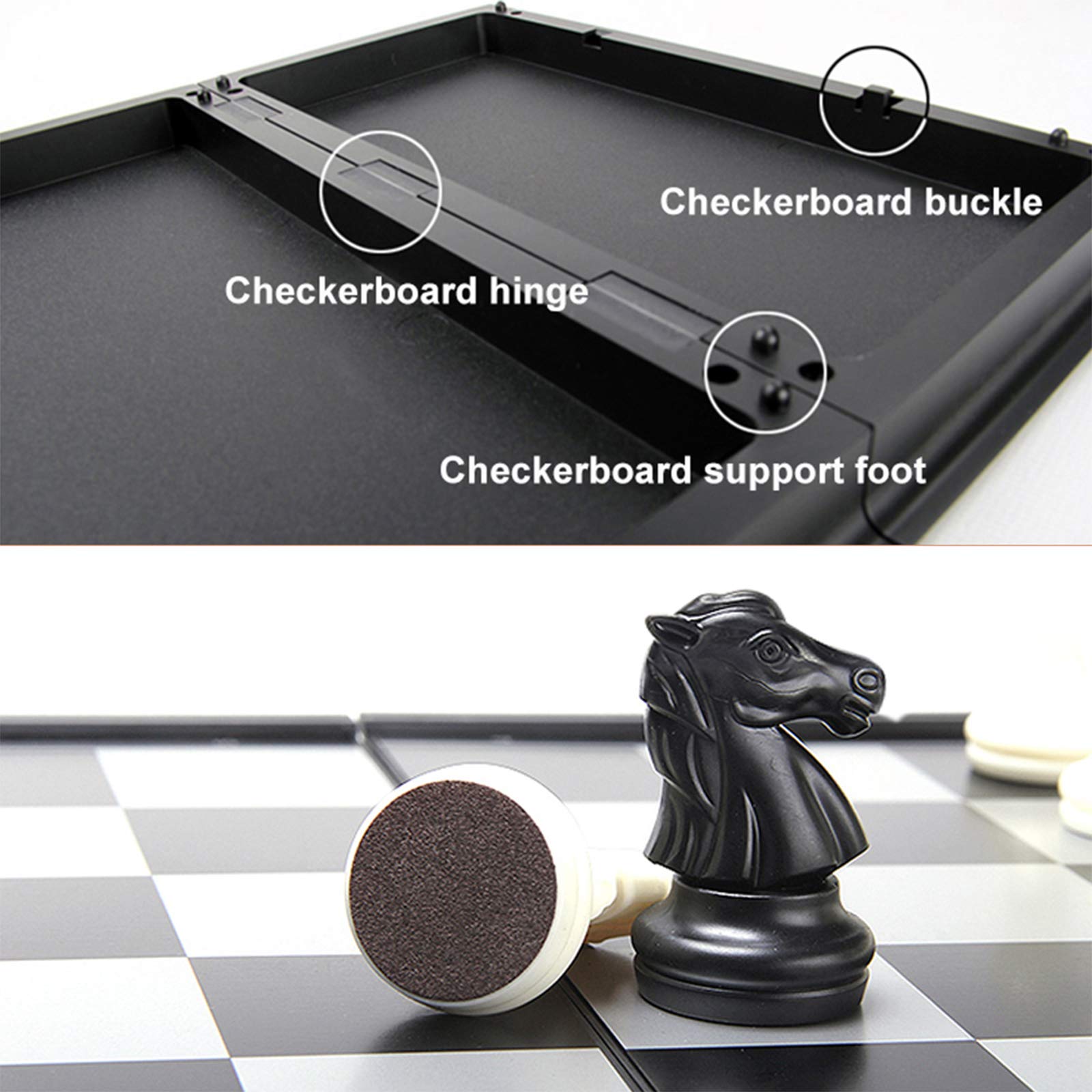 Schaakspel Plastic schaak Magnetisch reisschaakspel met bord dat een opbergvak wordt, geweldige reisspeelgoedset met opvouwbaar schaakbord Schaken (kleur: A, afmeting: 32cm