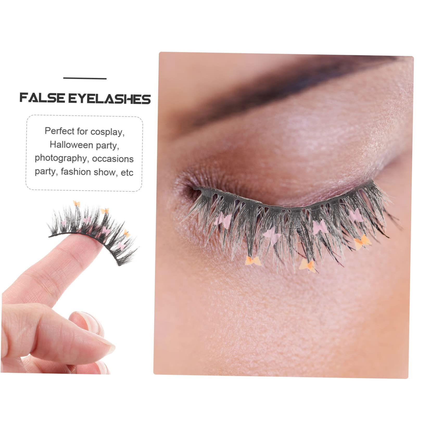 FRCOLOR 20paare Fluffige Glitzer-wimpern Mit Schmetterlingsdesign Farbige Pailletten-falschwimpern Für Auffällige Augenblicke Für Festivals Und Besondere Anlässe