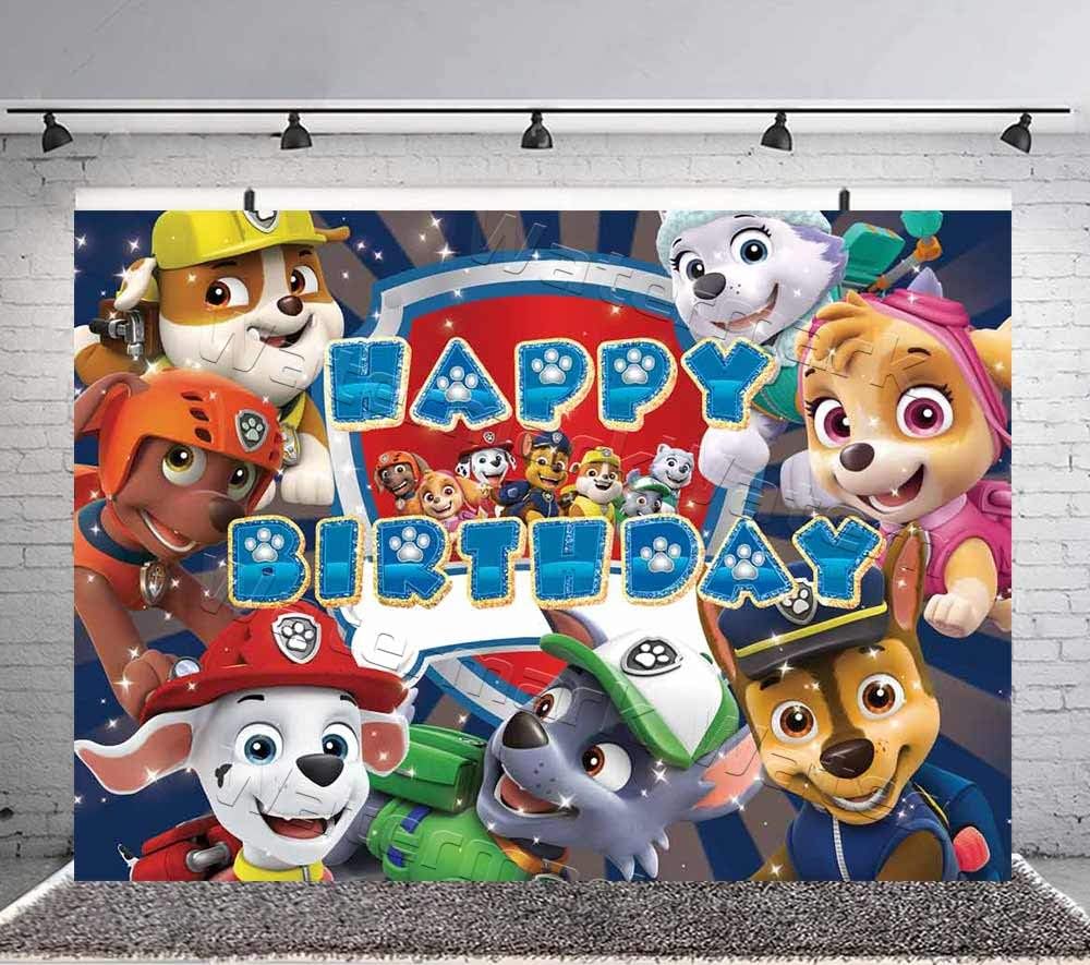 Paw Patrol Boy Backdrop Happy Birthday Party Supplies Decoration Photography Background Decor Banner Kids Studio Booth Props