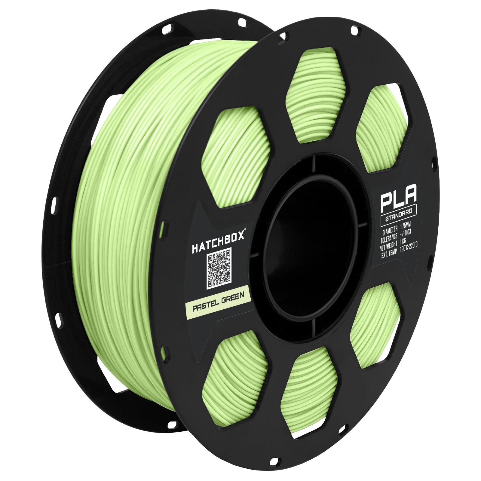 HATCHBOX 1,75 mm zielony filament do drukarki 3D 365 C PLA - rolka 1 kg - dokładność wymiarowa +/- 0,05 mm