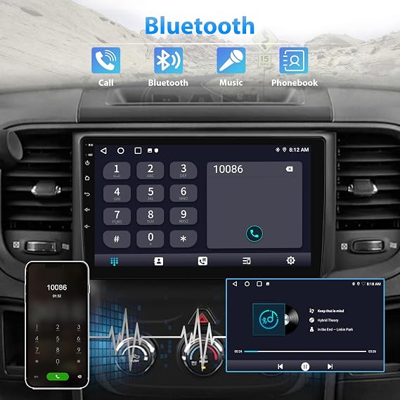 AWESAFE Android Car Radio for Dodge RAM 1500 2500 3500 2013-2018 Manual AC | 9 Ram 1500 Radio Replacement Support 5G WiFi CarPlay Android Auto - with Camera