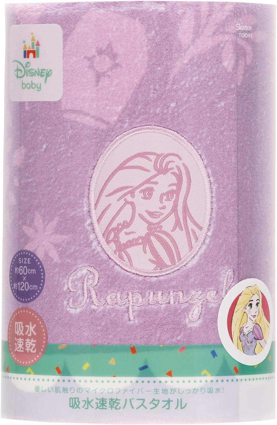 Skater TODR1 Water Absorbent, Quick Drying, Bath Towel, Height 23.6 x Width 47.2 inches (60 x 120 cm), Disney Princess Tangled Rapunzel