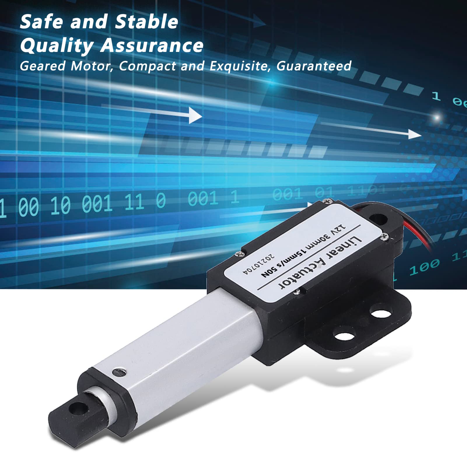 Attuatore Lineare DC 12V Corsa 30mm 15mm/s 50N Mini Micro Elettrico con Vite a T Protezione Cortocircuito Basso Rumore per Domotica Elettrodomestici Automotive