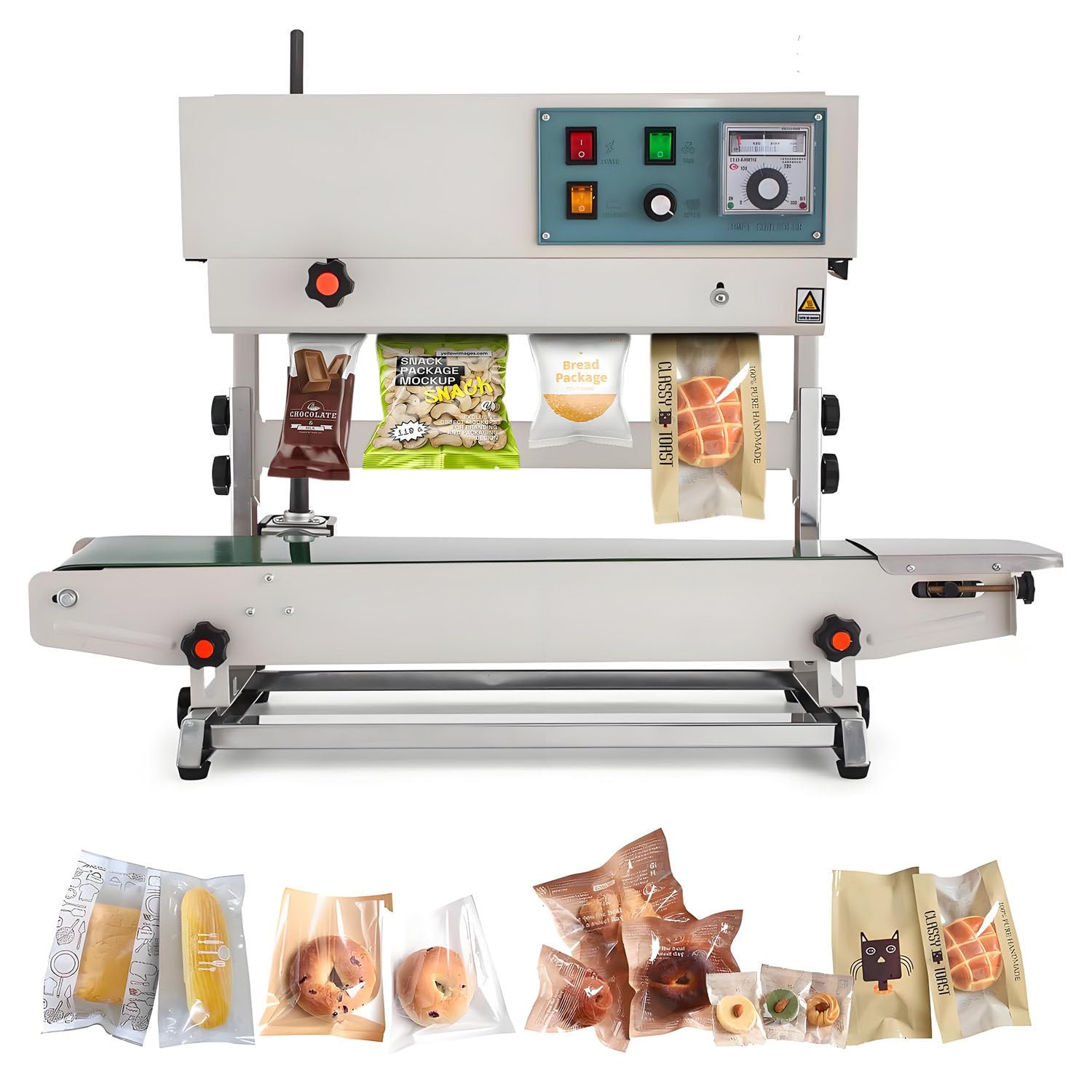 Lzdoyy 220V Automatic Continuous Sealing Machine, Fr-900 Vertical Band Sealer For Pvc Bag, Band Sealer Machine With Pointer Temperature Control