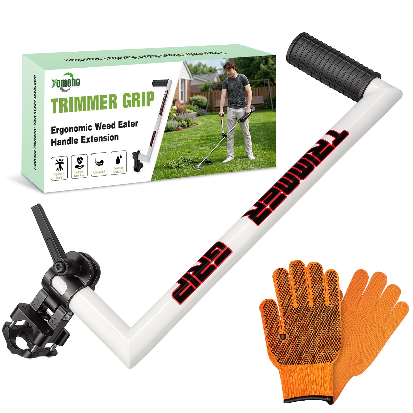 Photo 1 of Yomoho Upgraded Ergonomic Trimmer Grip, String Trimmer Handle, with Trimmer Shoulder Harness, Weed Eater Handle Extension for Trimming, Weedeater Handle Grip for String Trimmer, Lawn Care 17in