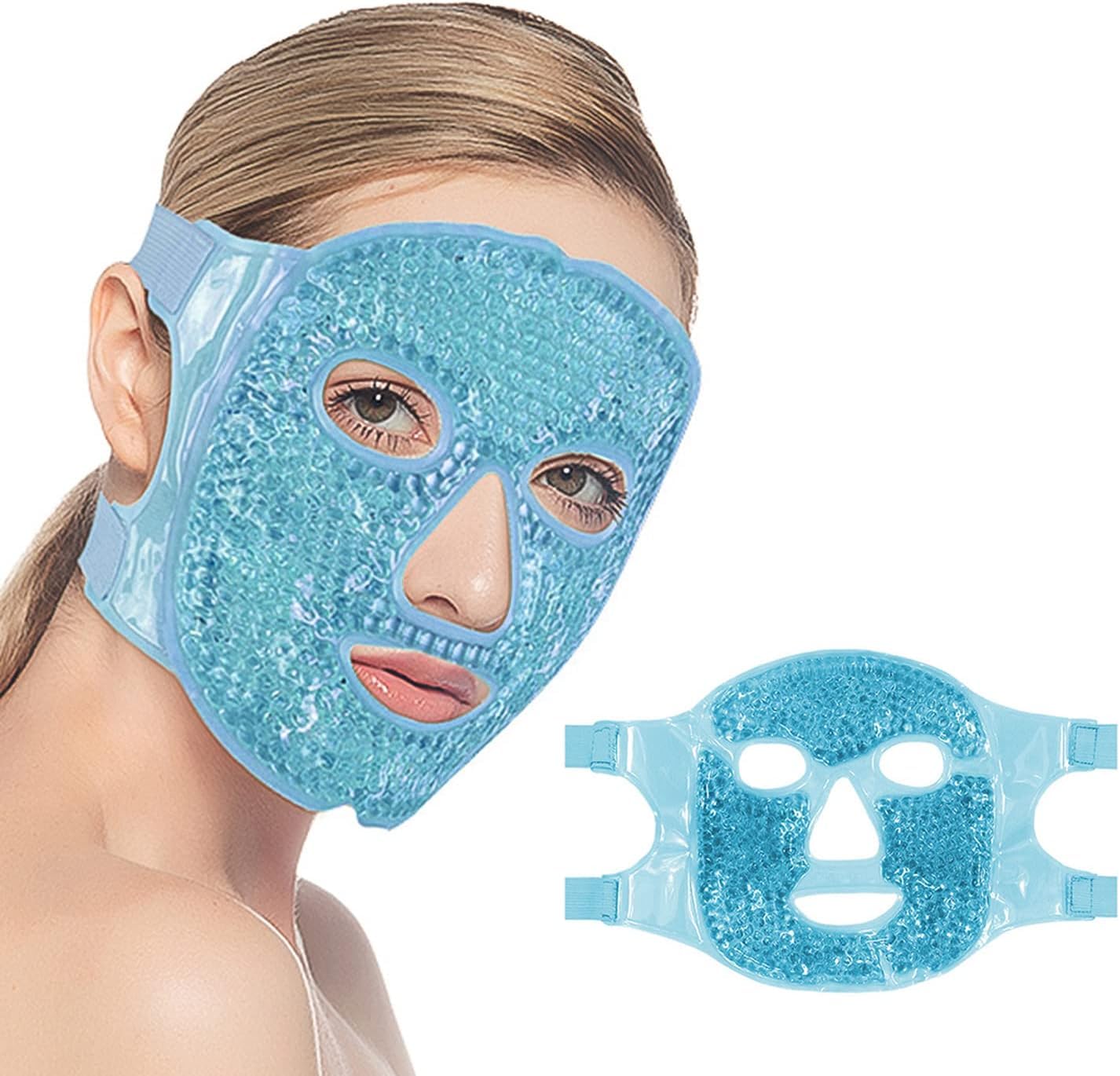 Deoxys Ice Face Mask, Ice Mask for Face, Face Ice Pack Reduce Face Puff, Dark Circles, Gel Beads Hot Heat Cold Compress Pack, Face SPA for Women Sleeping, Pressure, Headaches, Face Mask Skin Care