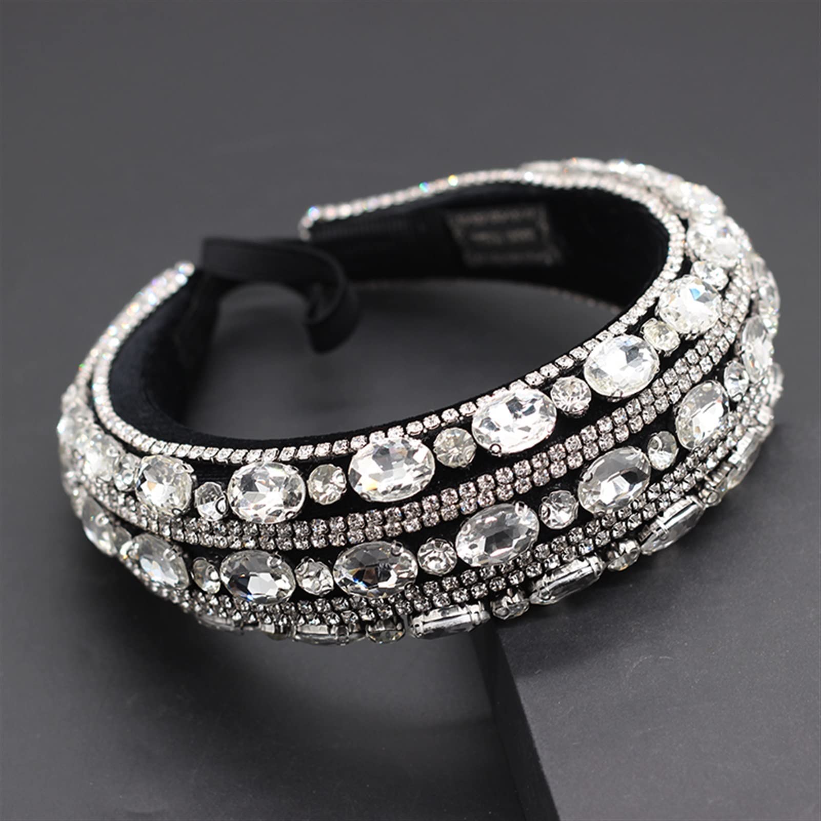 Haarreife Stirnbänder Schwere Industrie Schwamm mit Strasssteinen barocke Mode Stirnband Farbe Strass Schwamm übertriebene haarreihne Styling-Zubehör (Metal Color : 1)