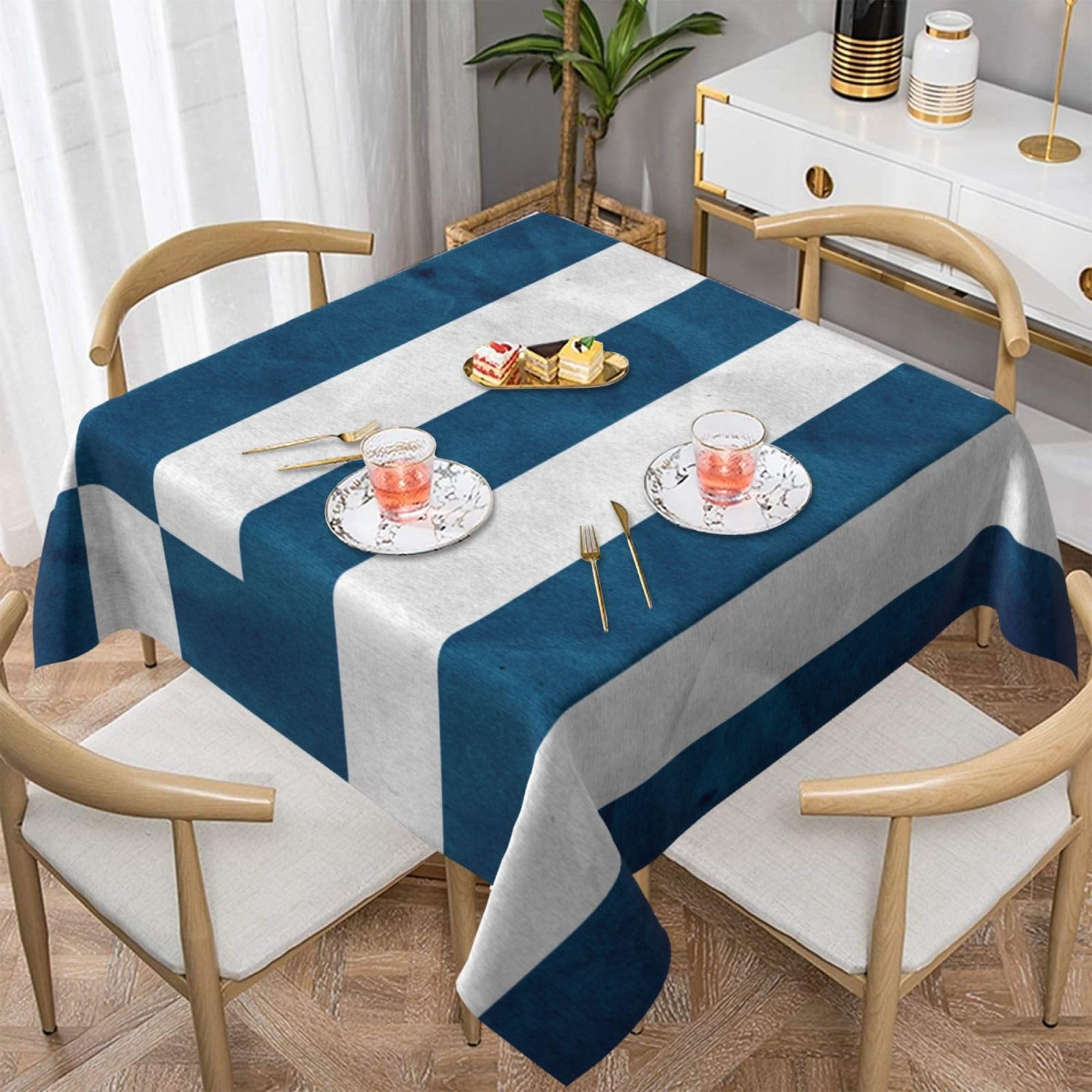 DCEHGEW greek flag Prints Square Tablecloth 152x152 CM, Waterproof Fabric Table Cloth for Dining Table, Farmhouse Table Cover for Kitchen Dining Tabletop Decoration