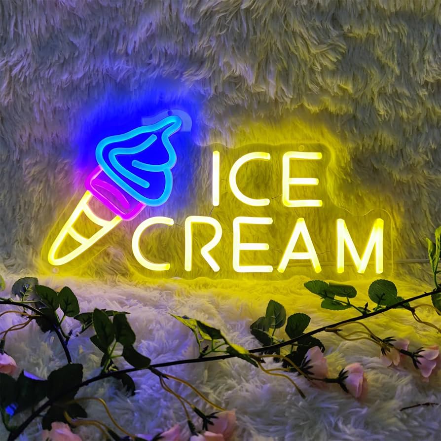 INSNEnN Ice Cream Neon Sign Ice Cream Light Ice Cream Signs for