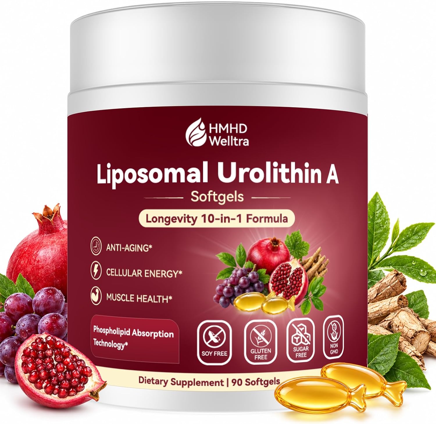 Liposomal Urolithin A 1000 mg Premium 10-in-1 Longevity Supp