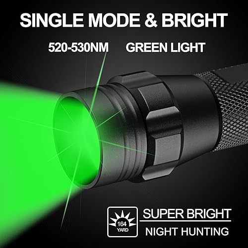 Miniatura 2 de ULTRAFIRE Linterna de luz verde, luz verde de caza LED zoomable, 520-530nm luz verde para caza, linterna verde táctica para cerdo coyote y caza
