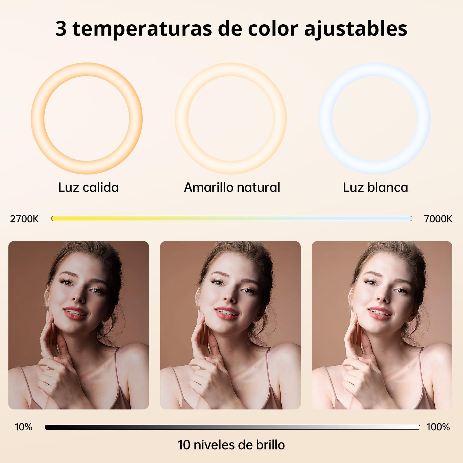 ATUMTEK Anillo de Luz LED 12" con Trípode Extensible 160 cm, 3 Modos de Iluminación & 10 Niveles de Brillo, Luz Selfie con Mando a Distancia para TikTok, Youtube, Fotografía y Streaming