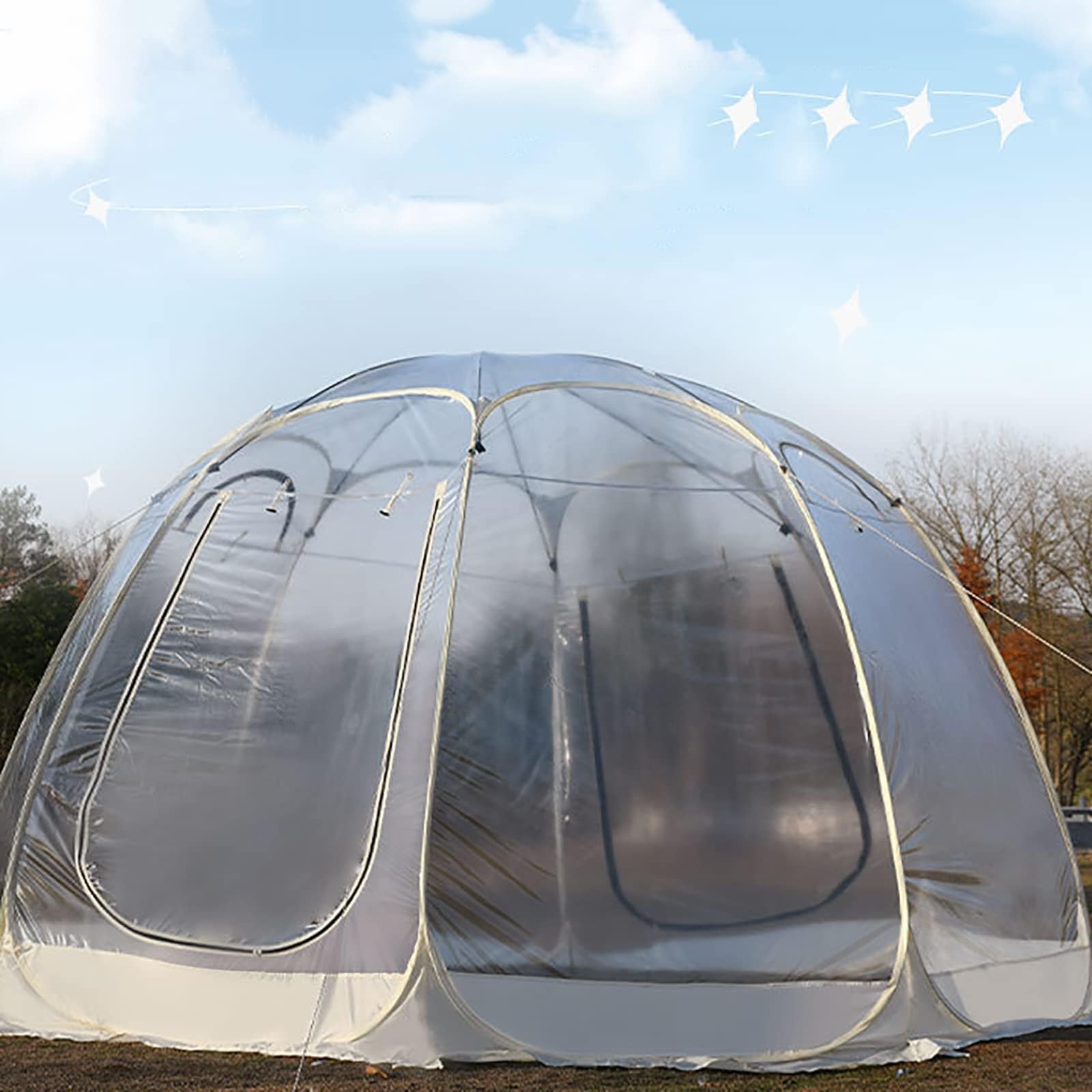 Garten Kuppelzelt, Transparent Outdoor Bubble Zelt für 4-6 Personen, Großes Instant Gewächshaus Wetter Pod für Partys und Veranstaltungen, Kälteschutz Sport & Freizeit