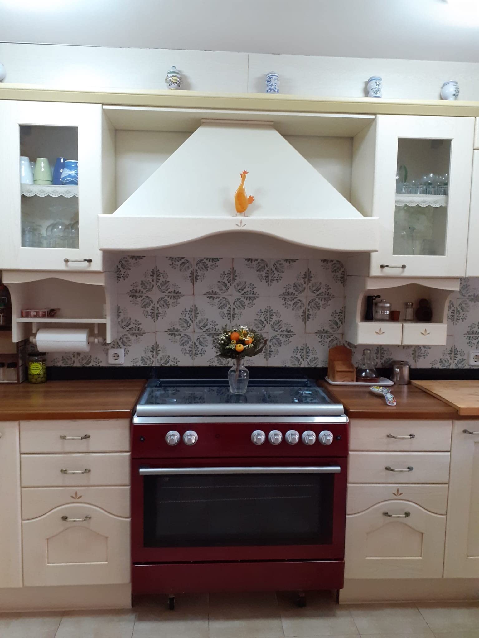 SOLTHERMIC F9L50G2 COCINA ROJA ESTILO RETRO / 5 FUEGOS Y HORNO PANORAMICO/GAS BUTANO Y GAS CIUDAD/ENTREGA A DOMICILIO Y RETIRADA DEL USADO GRATIS/ALTA GAMA