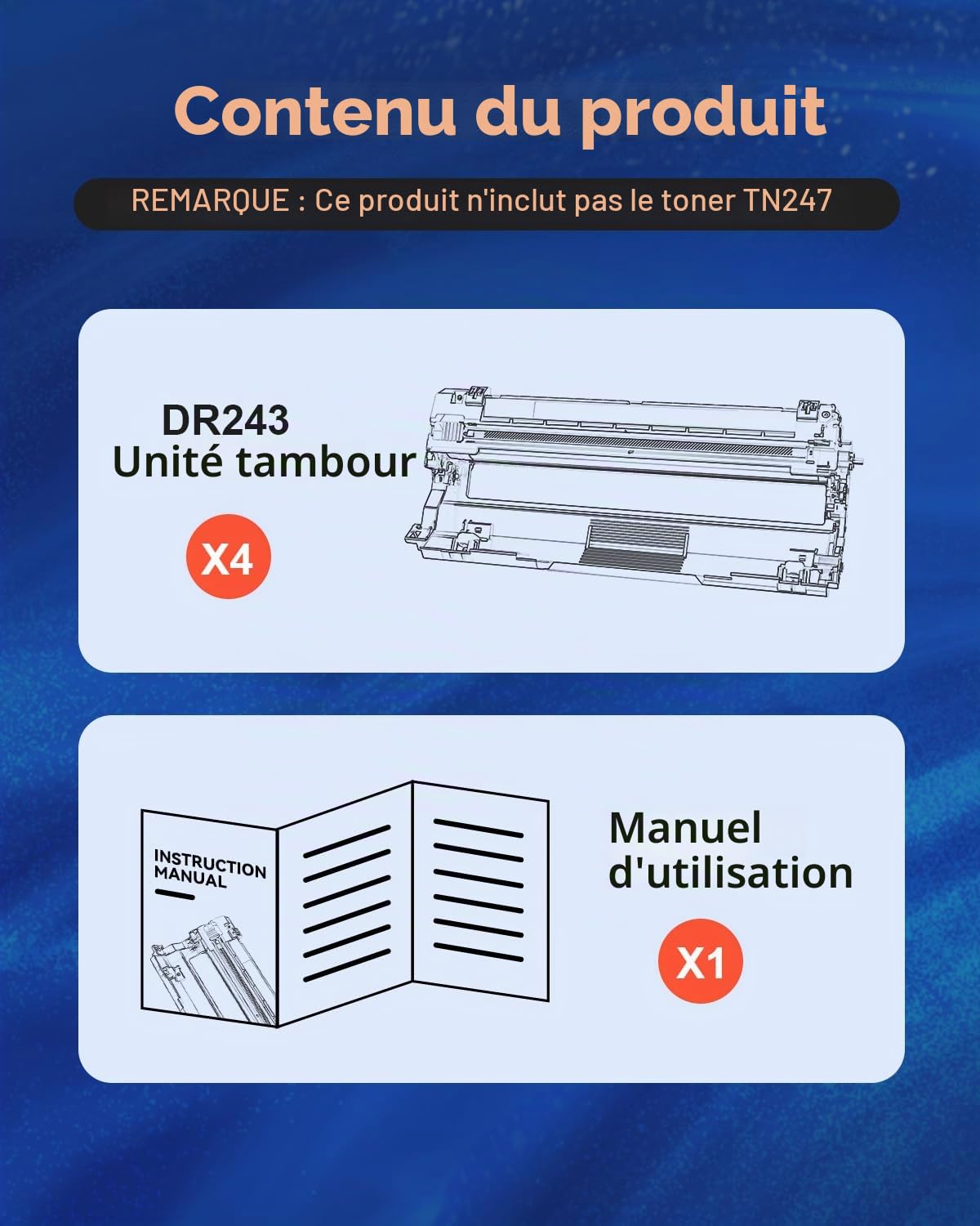 Tambour DR243CL Compatible pour Brother DR243CL DR-243CL pour Brother DCP-L3550CDW DCP-L3510CDW MFC-L3770CD HL-L3230CDW HL-L3270CDW MFC-L3750CDW MFC-L3730CDN