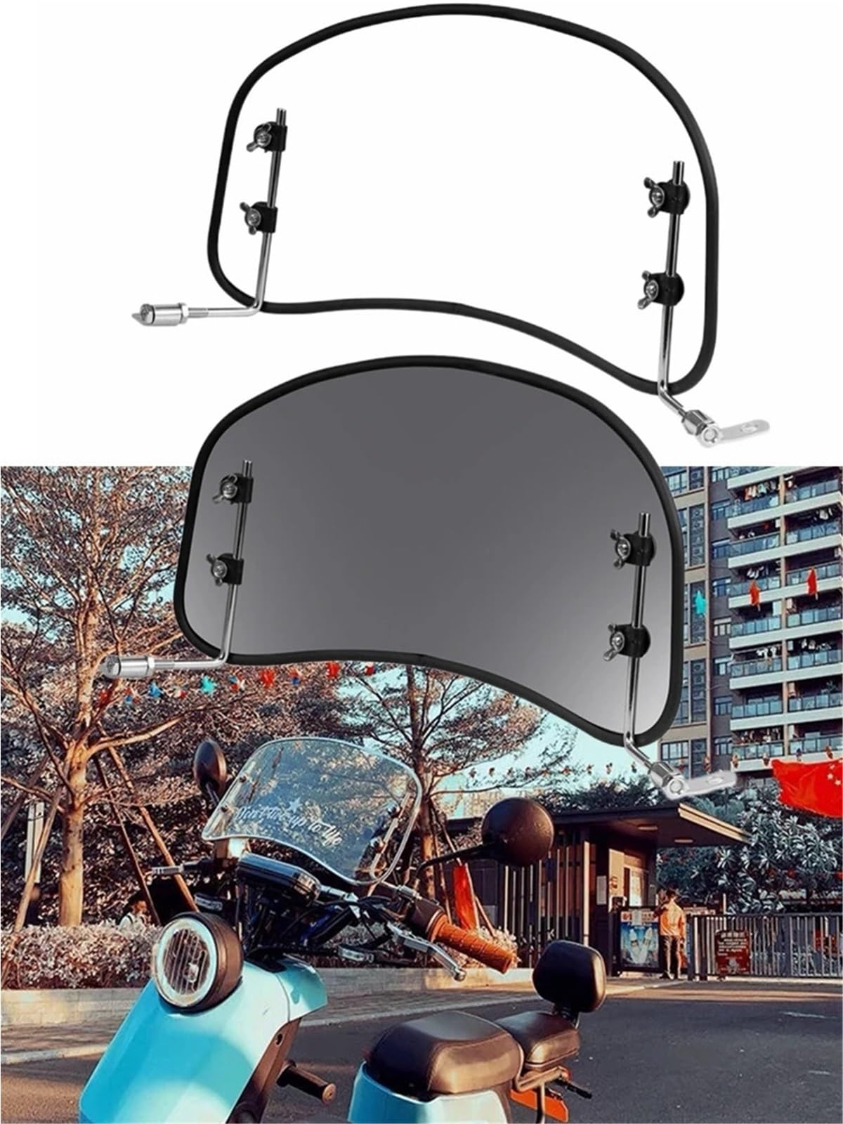 Accessoires Moto Pare-Brise de Scooter Universel, déflecteur Vent, d'air Pare-Brise(Smoke)