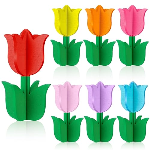 Yaocom 14 Pcs Spring Decor Wooden Tulips Tiered Tray Decor