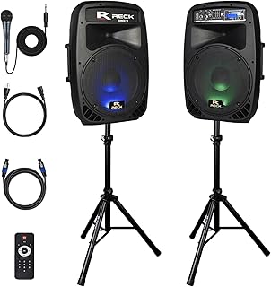 PRORECK Dance 12 Portable 12-Inch 1000 Watts 2-Way Powered PA Speaker Sy...