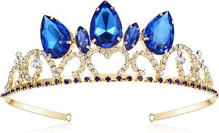Audrey Crown Descendants 4 Costume Tiara Birthday Party Gifts Teardrop Sapphire Headdress Jewelry For Women Girls