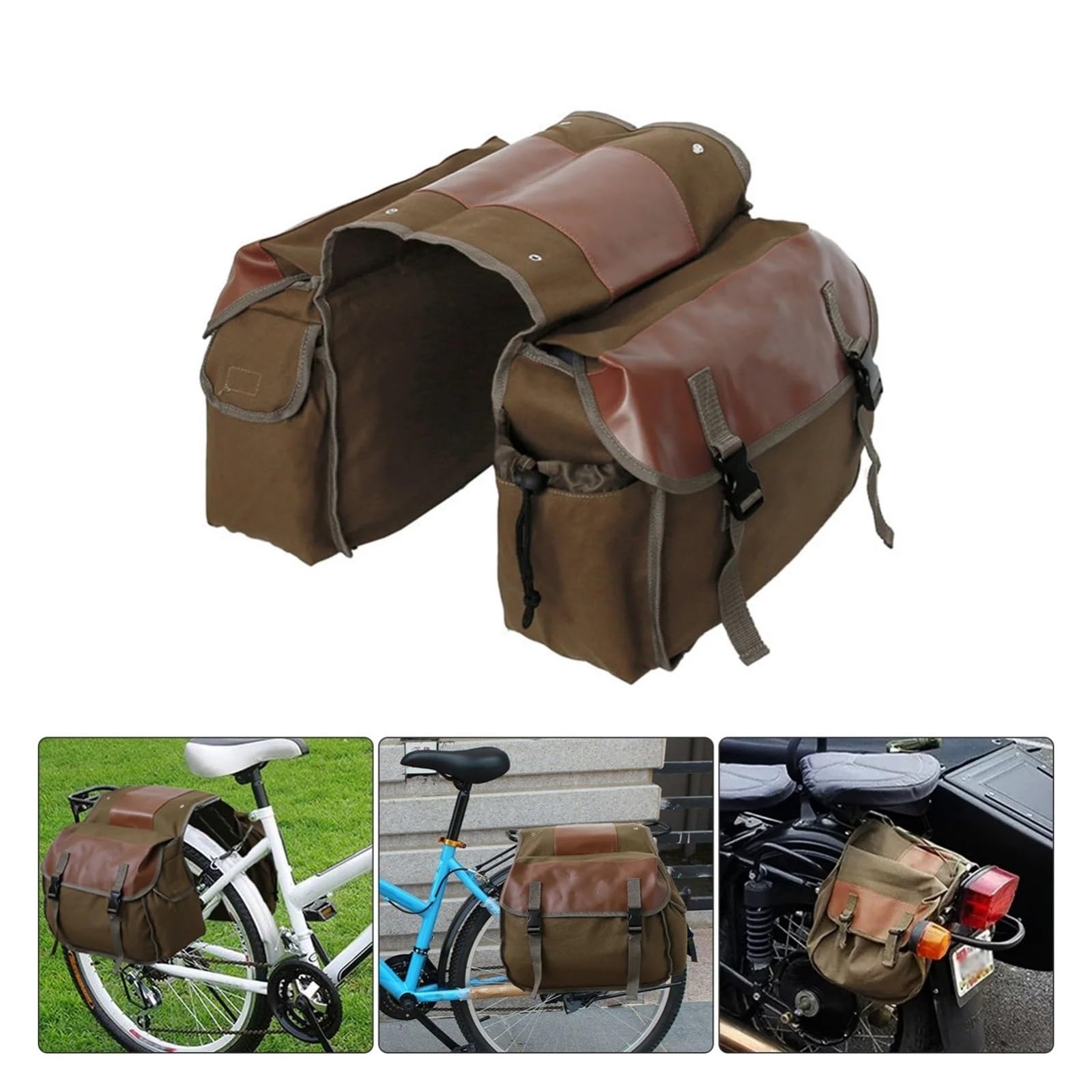 Borsa Moto Per Moto Borsa Da Sella Di Grande Capacità Viaggio Per Per Borse Laterali Impermeabile In Tela Per Selle Moto Bagagli(Military Green)