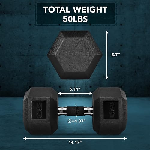Miniatura 3 de Yes4All Rubber Grip Encased Hex Dumbbells  Hand Weights With Anti-Slip 5-50 LBS Single