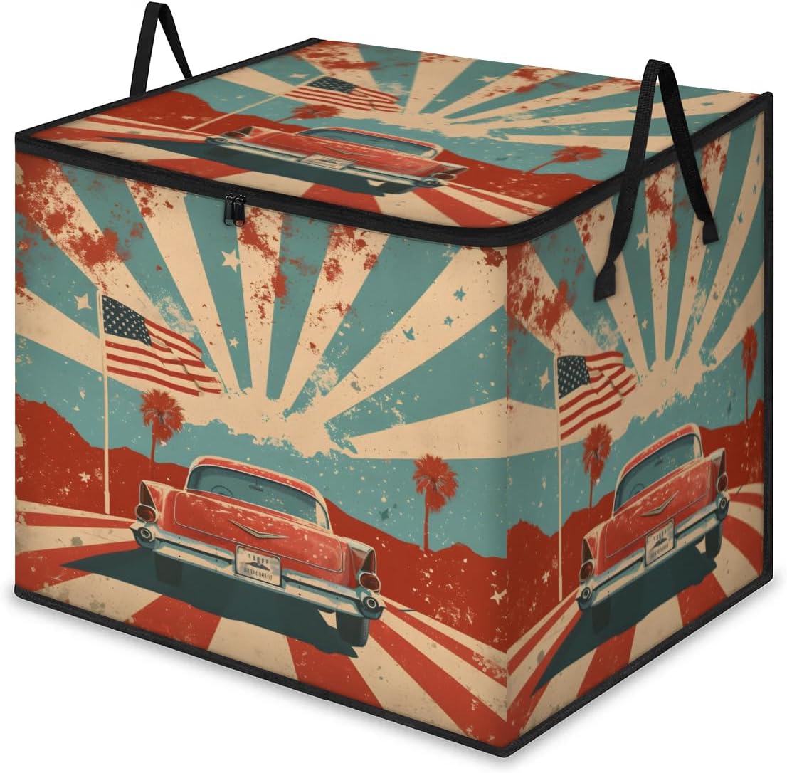 Honeybaby 214L Extra Large Comforter Storage Bag Statue of Liberty Storage Totes with Lids Waterproof Closet Organizer Folding Blanket Storage Bags for Clothes Bedding Pillows