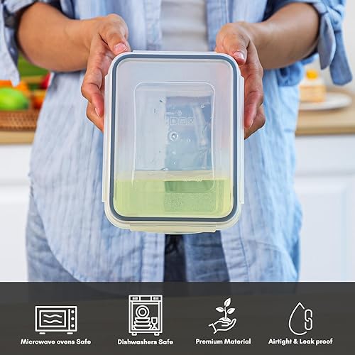 Miniatura 3 de Moretoes 32 recipientes para alimentos, 16 tapas a presión y 16 recipientes de plástico apilables para cocina, organización de refrigerador, apto