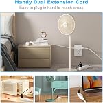 3 Prong 12 FT Twin Extension Cord Power Strip, 6 Feet and 3 Outlet on Each Side, Flat Head Outlet Plug Extender, Double Extension Cord Splitter for Home and Office Use (White)