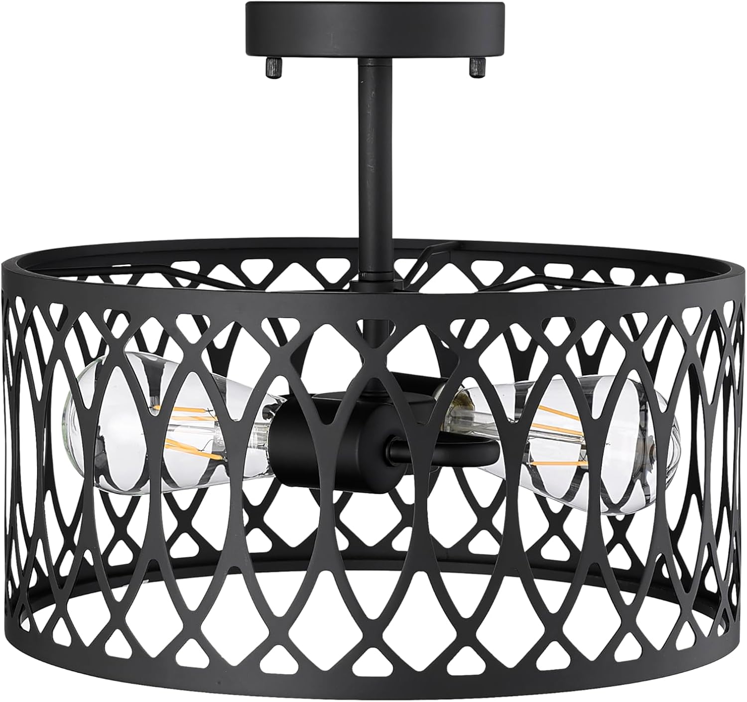 ML Lighting | Arelyn Collection | 4212-MB | 1 Light Semi-Flush Ceiling Mount in Matte Black Finish with Moorish-Style Shade | Perfect for Hallways, Entryways, Bathrooms, Bedrooms and Closets
