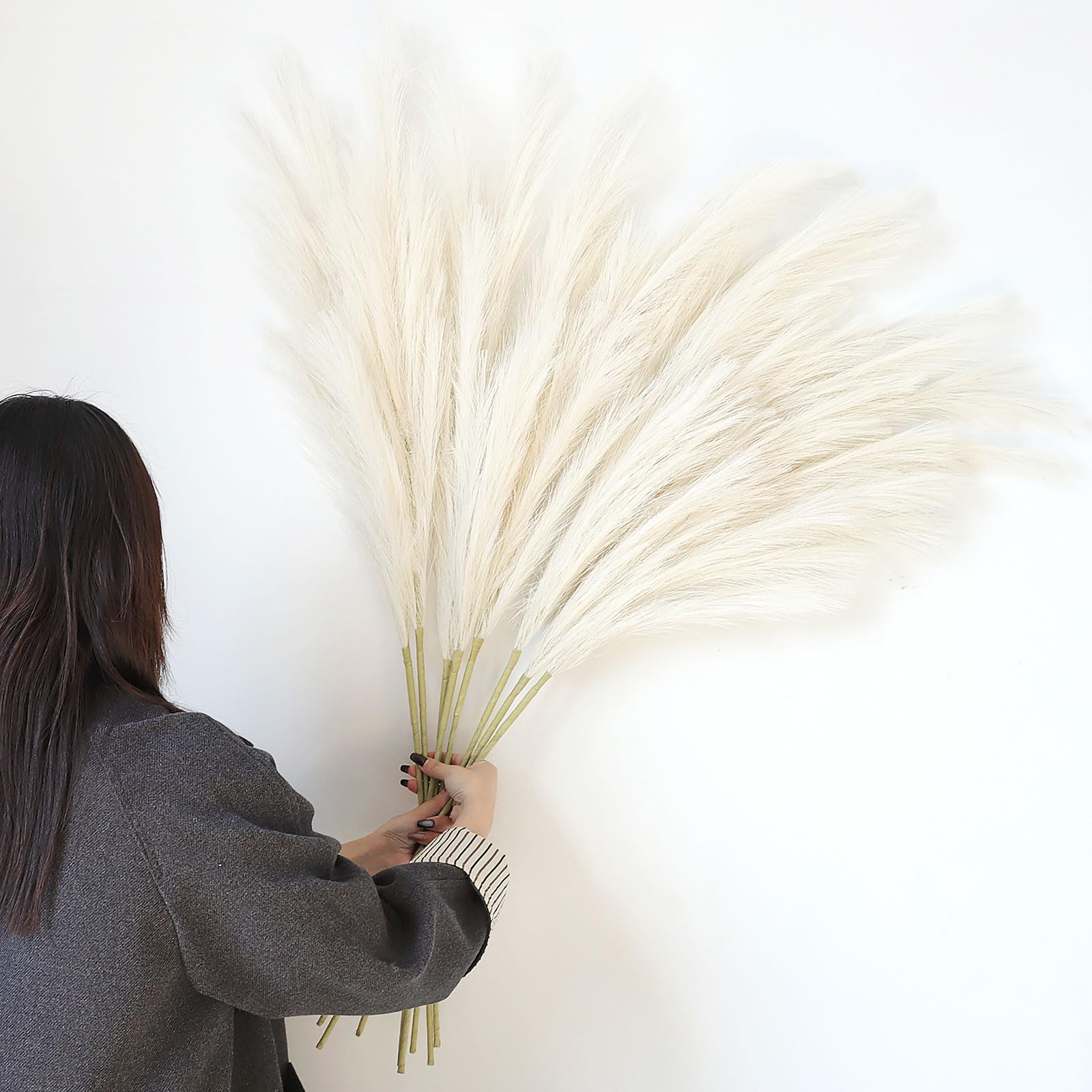 8 Stück Pampasgras Künstlich Groß Decor 113CM,Künstliche Trockenblumen Deko Pampasgras Groß für Wohnzimmer Flur Treppe Hochzeits Vase Dekoration