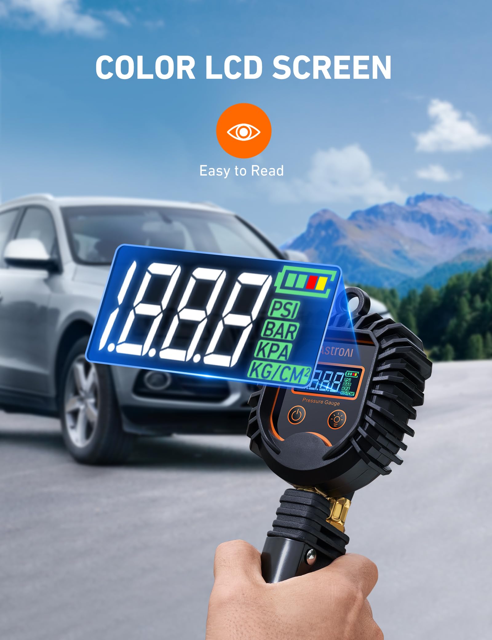 AstroAI Digital Tire Inflator with Pressure Gauge, 250PSI (Orange)