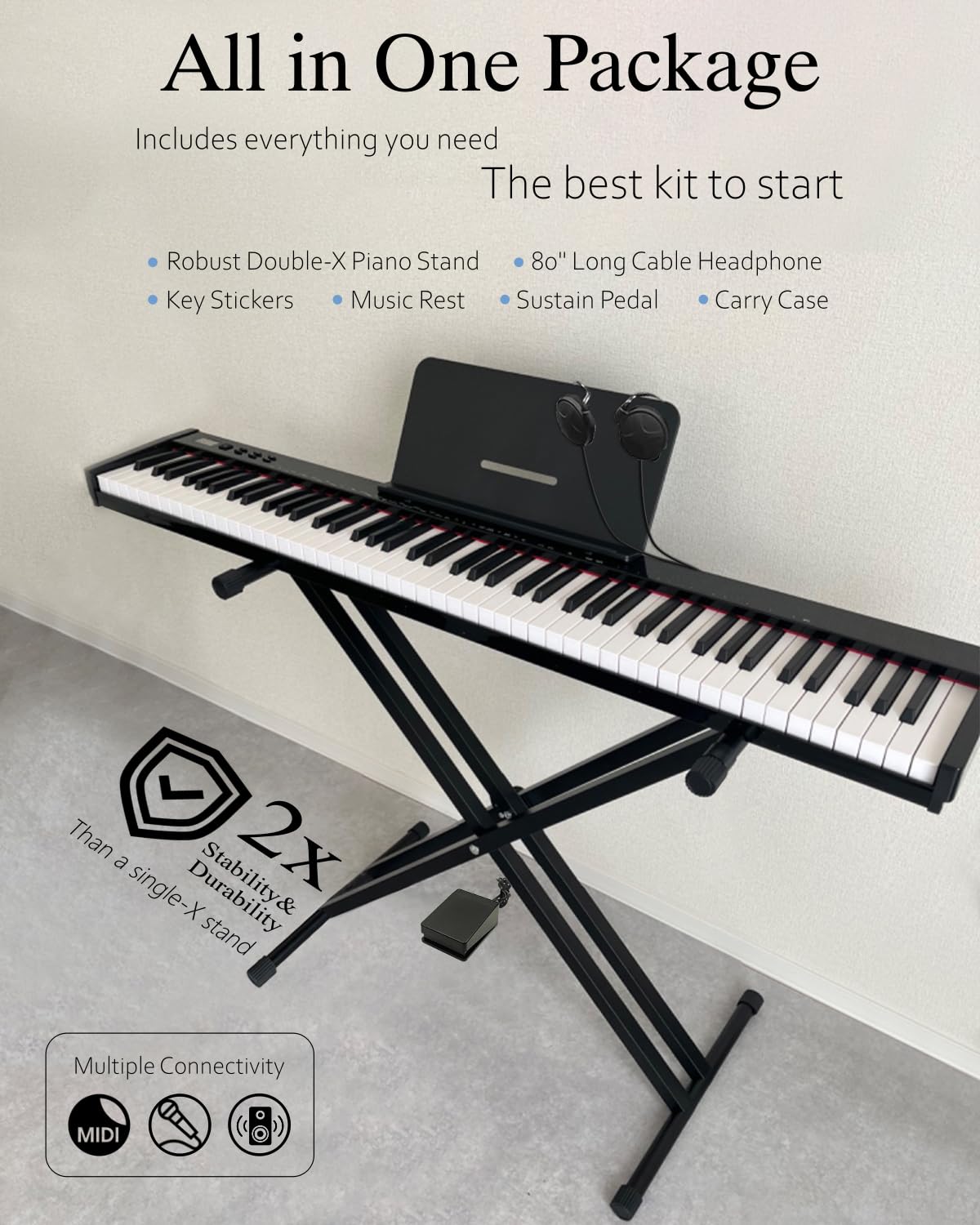 Donner DEP-1 - Tastiera Digitale 88 Tasti Con Supporto E Pedale