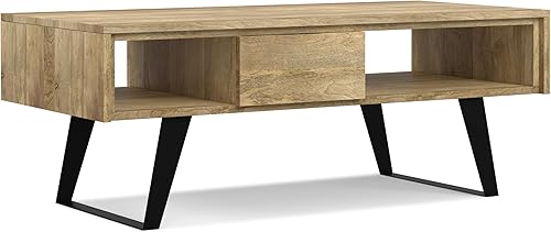 Miniatura 22 de SIMPLIHOME Lowry - Mesa auxiliar cuadrada de madera de acacia maciza y metal, de 22 pulgadas de ancho, moderna, industrial en marrón envejecido café